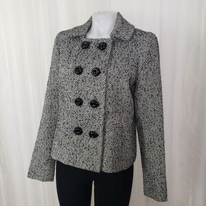 Jones New York herringbone print wool blend short jacket size small